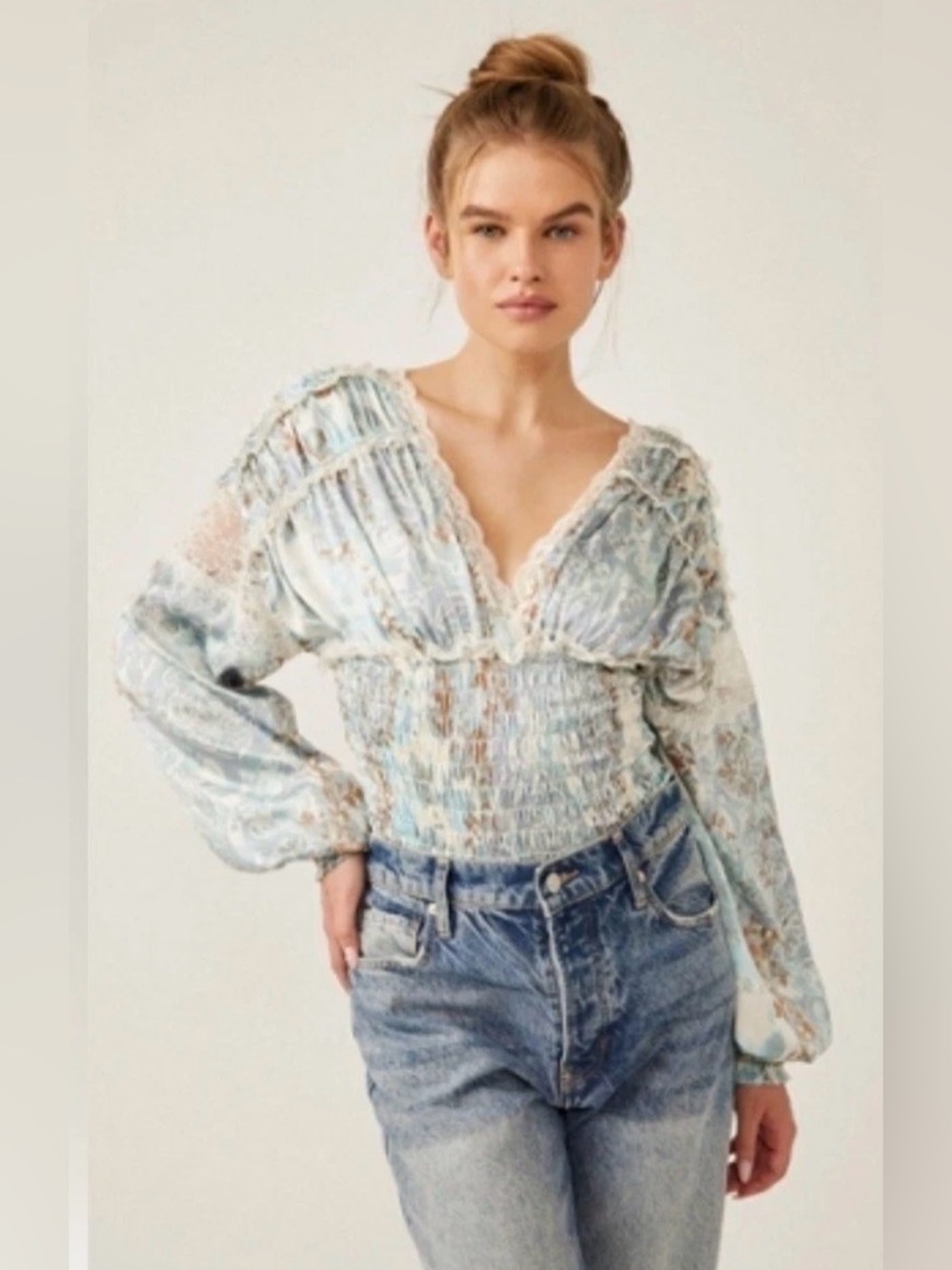 Free People Worth The Wait Bodysuit Size Medium Boho Lace Feminine Like New